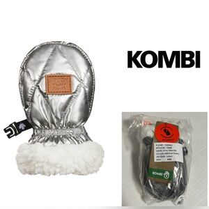 🆕KOMBI - XXS 6/12M - NWT - INFANT MITTENS - SHINY METALLIC GREY / SILVER